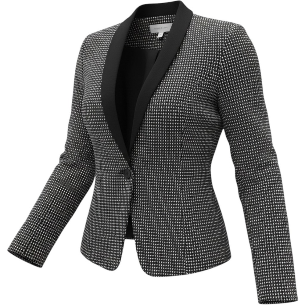 White House Black Market Black White Micro Pattern Shawl Collar Blazer Size 0